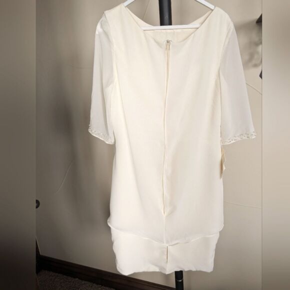 TS Couture Mother Of The Bride/ Cream Colored Chiffon Dress Sz8 - Picture 4 of 14